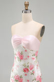 Light Pink Floral Bodycon Sparkly Sequined Short Cocktail Dress