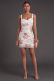 Ivory Floral Thick Straps Bodycon Short Formal Dress