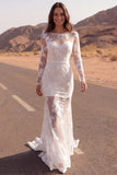 Ivory Mermaid Floral Long Western Wedding Dress