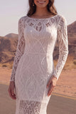 Mermaid Ivory Lace  Boho Long Western Wedding Dress