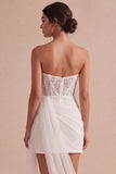 Sparkly Sequined Ivory Short Corset Bodycon Bridal Shower Dress with Side Cape