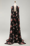 Black Floral Sweetheart Mermaid Long Formal Dress