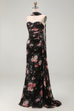 Black Floral Sweetheart Mermaid Long Formal Dress