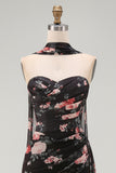 Black Floral Sweetheart Mermaid Long Formal Dress