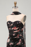 Black Floral Sweetheart Mermaid Long Formal Dress