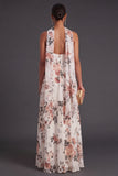 A Line Ivory Floral Sweetheart Long Formal Dress