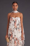 A Line Ivory Floral Sweetheart Long Formal Dress