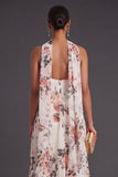 A Line Ivory Floral Sweetheart Long Formal Dress
