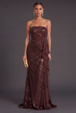 Light Pink Ruffled Mermaid Sparkly Long Formal Dress