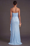 Light Pink Ruffled Mermaid Sparkly Long Formal Dress