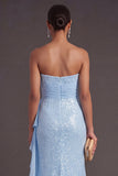 Light Pink Ruffled Mermaid Sparkly Long Formal Dress