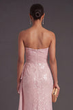 Light Pink Ruffled Mermaid Sparkly Long Formal Dress