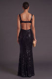 Light Blue Sparkly Sequined Mermaid Long Formal Dress