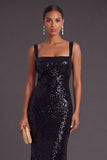 Light Blue Sparkly Sequined Mermaid Long Formal Dress