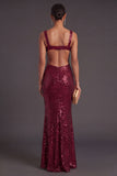 Light Blue Sparkly Sequined Mermaid Long Formal Dress
