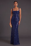Light Blue Sparkly Sequined Mermaid Long Formal Dress