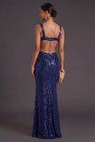 Light Blue Sparkly Sequined Mermaid Long Formal Dress