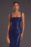 Light Blue Sparkly Sequined Mermaid Long Formal Dress