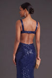 Light Blue Sparkly Sequined Mermaid Long Formal Dress