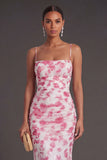Light Green Floral Mermaid Spaghetti Straps Long Formal Dress