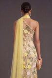 Yellow Mermaid Floral One Shoulder Embroidered Long Formal Dress