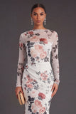 Ivory Mermaid Ruched Floral Long Formal Dress