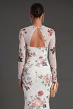 Ivory Mermaid Ruched Floral Long Formal Dress