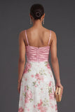 A Line Light Pink Floral Glitter Long Formal Dress