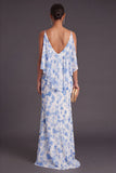 Light Green Floral Mermaid Ruffled Long Formal Dress