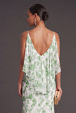 Light Green Floral Mermaid Ruffled Long Formal Dress