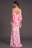 Light Green Floral Mermaid Ruffled Long Formal Dress