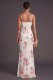 Ivory Spaghetti Straps Mermaid Sparkly Long Formal Dress