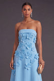 Yellow Floral Strapless A Line Long Wedding Guest Dress