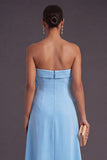 Yellow Floral Strapless A Line Long Wedding Guest Dress