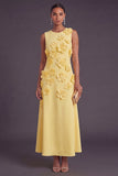 Hot Pink Floral Boat Neck A Line Long Wedding Guest Dress