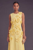 Hot Pink Floral Boat Neck A Line Long Wedding Guest Dress