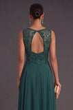 Dark Green A Line Floral Sparkly Sequined Long Formal Dress