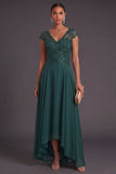 Dark Green Appliqued Floral Sparkly Sequined Long Formal Dress