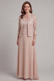 Champagne Floral Sparkly Sequined A Line Log Mother of the Bride Dress