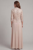 Champagne Floral Sparkly Sequined A Line Log Mother of the Bride Dress