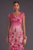 Fuchsia Floral Mermaid Embroidered Long Formal Dress