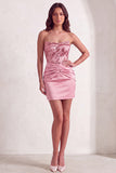 Pink Sparkly Sequin Bodycon Neck Scarf Short Cocktail Dress