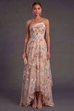 Corset Floral A Line High Low Wedding Guest Dress