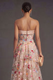 Corset Floral A Line High Low Wedding Guest Dress