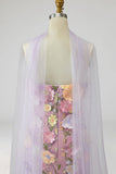 Light Purple Maxi Appliqued Neck Scarf Mermaid Formal Dress with Slit