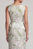 Light Green Mermaid Maxi Floral Sleeveless Formal Dress with Slit