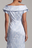 Sky Blue Mermaid Maxi Floral Elegant Formal Dress with Slit