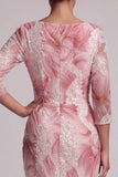 Blush Beaded Mermaid Maxi Floral Formal Dress with Sleeves