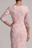 Blush Beaded Mermaid Maxi Floral Formal Dress with Sleeves