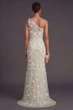 Apricot High Low Floral Mermaid Long Formal Dress